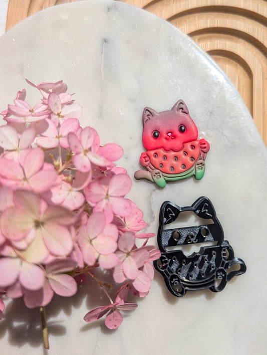 Cat Eating Watermelon Sharp Clay Cutter