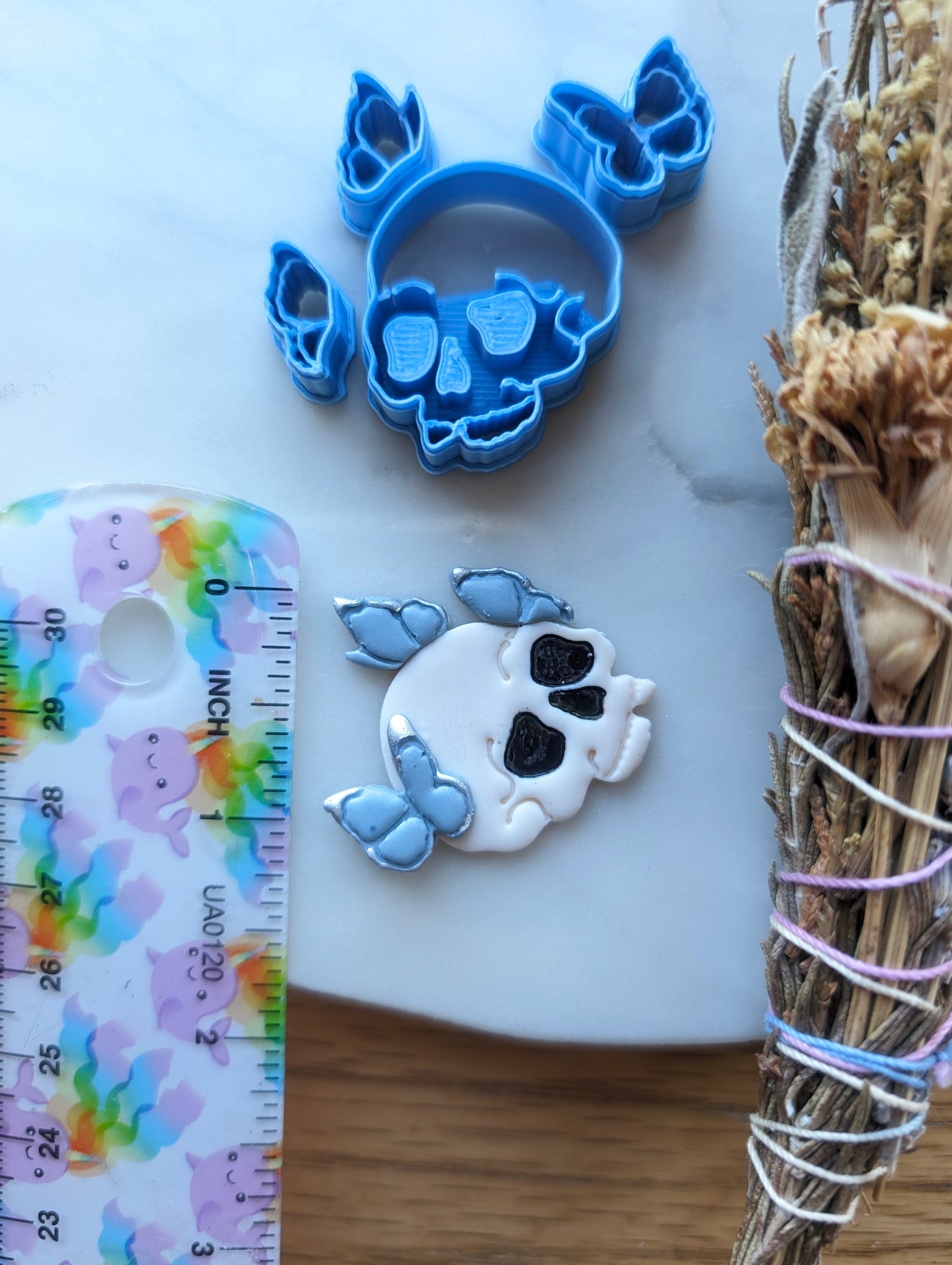 4 Piece Skull with Micro Butterflies Layered Sharp Clay Cutter