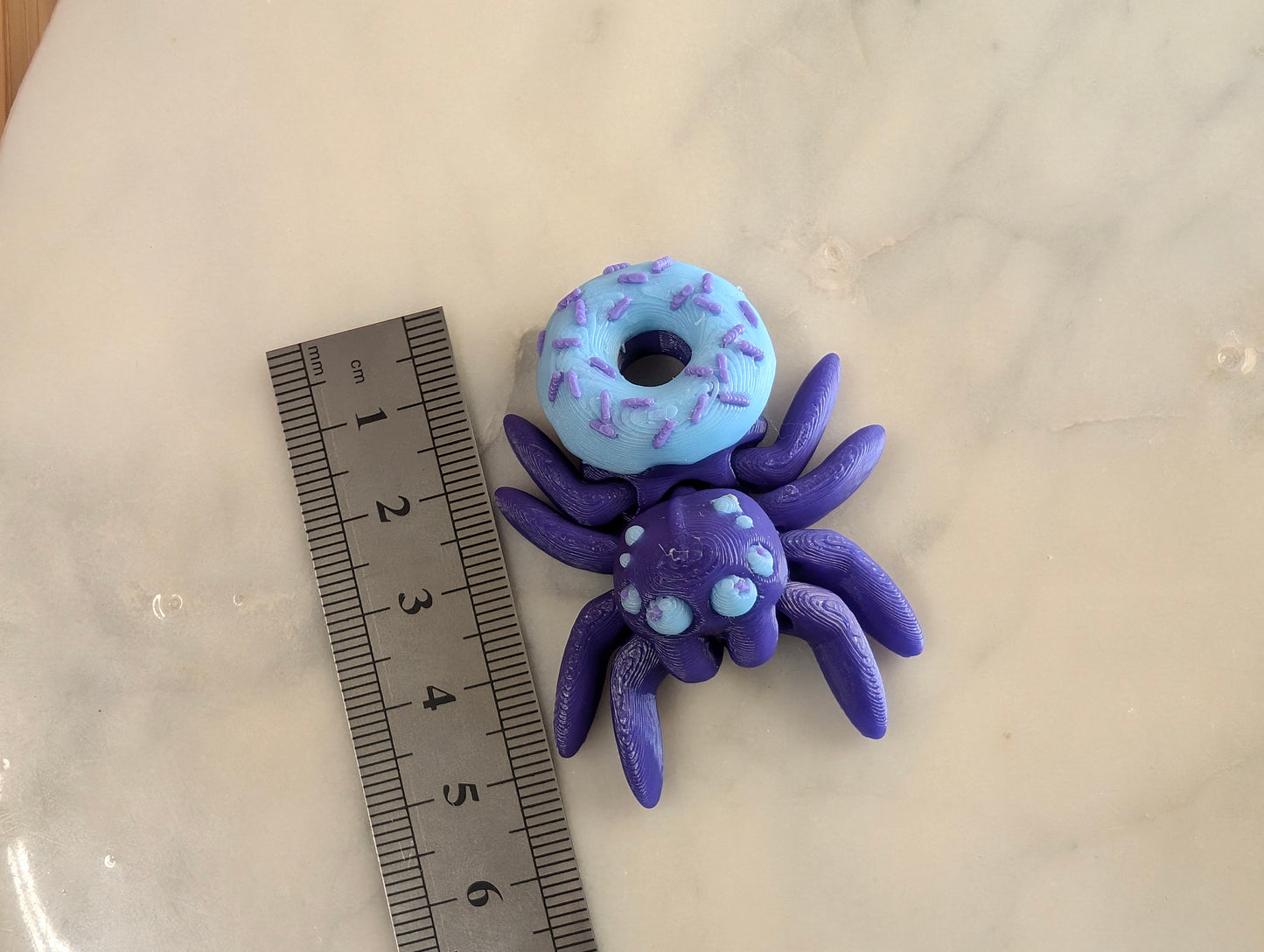 Purple Spider Donut with Glowing Blue Frosting and Violet Sprinkles Small Fidget