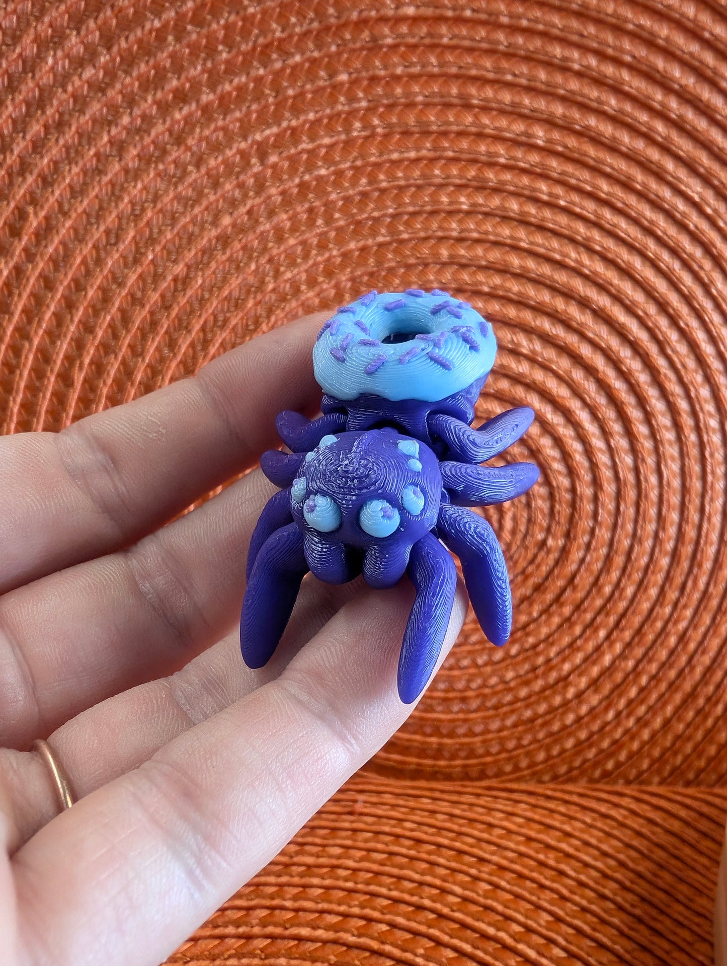 Purple Spider Donut with Glowing Blue Frosting and Violet Sprinkles Small Fidget