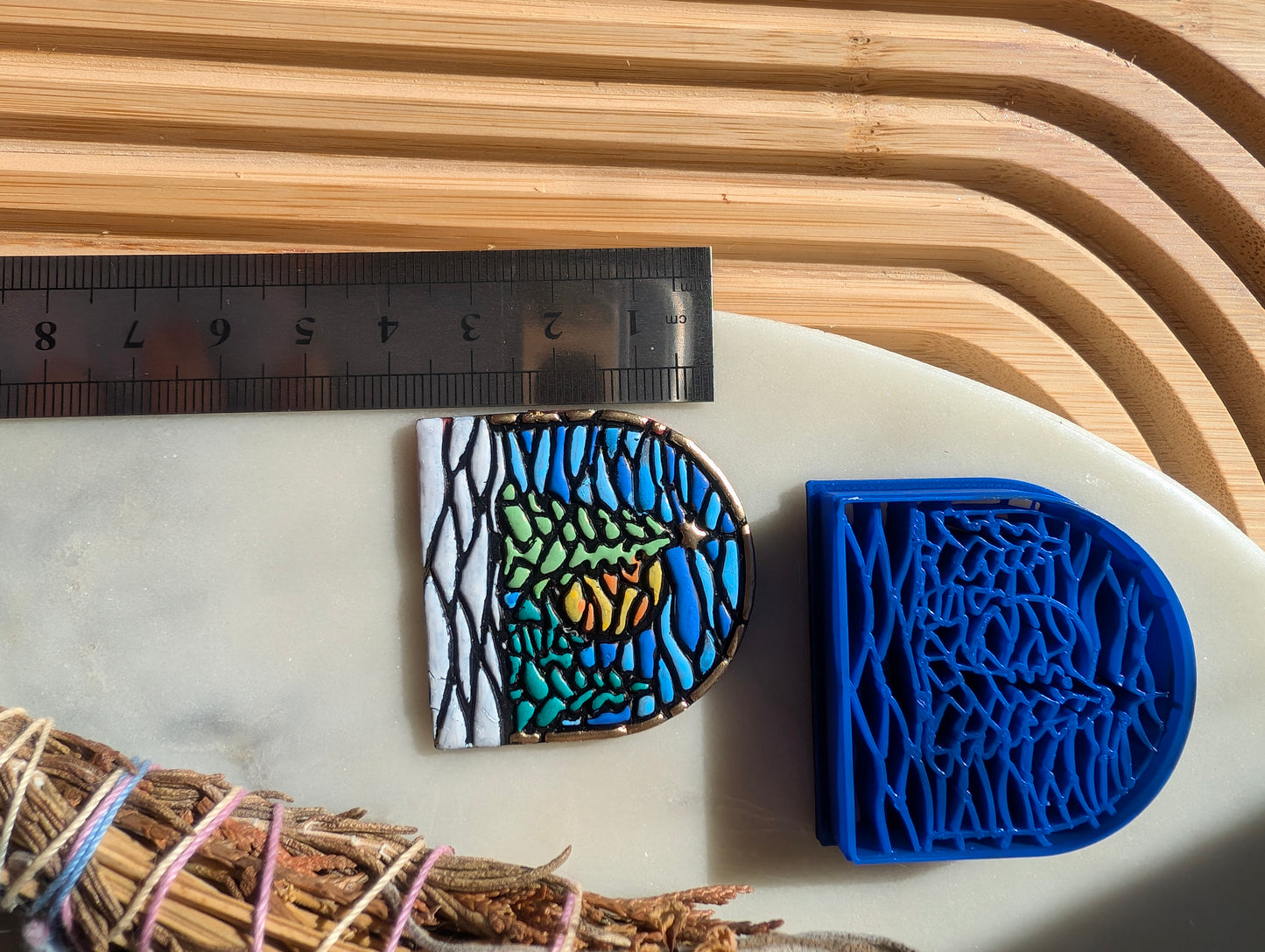 Stained Glass Christmas Trees on Simple Background Sharp Clay Cutter