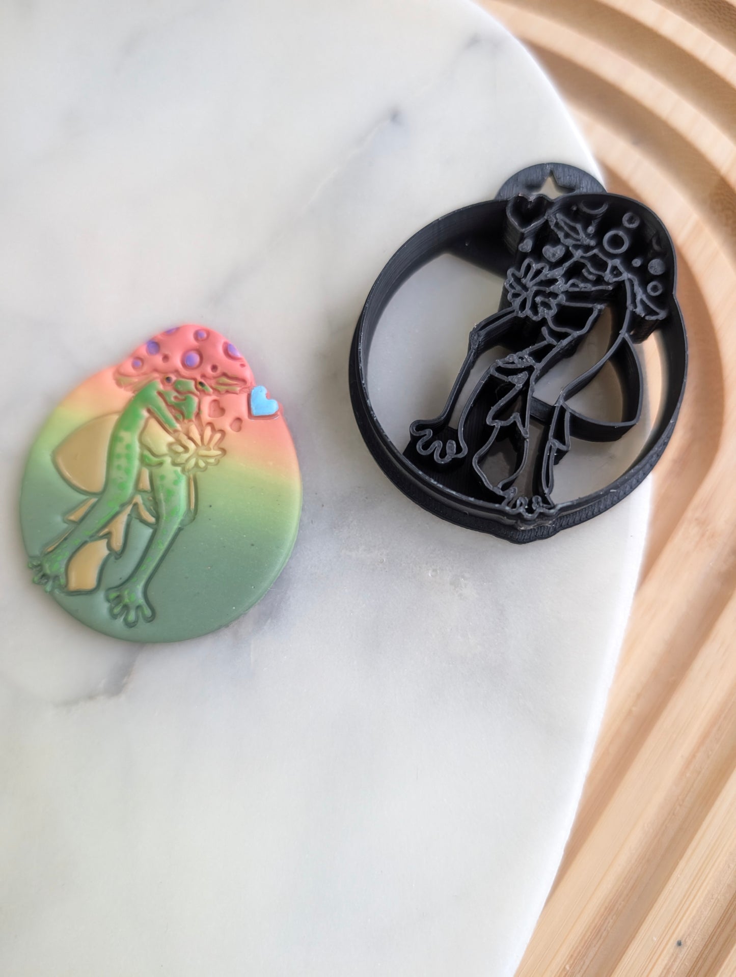 Frog Wearing a Mushroom Hat on a Toadstool Sharp Clay Cutter