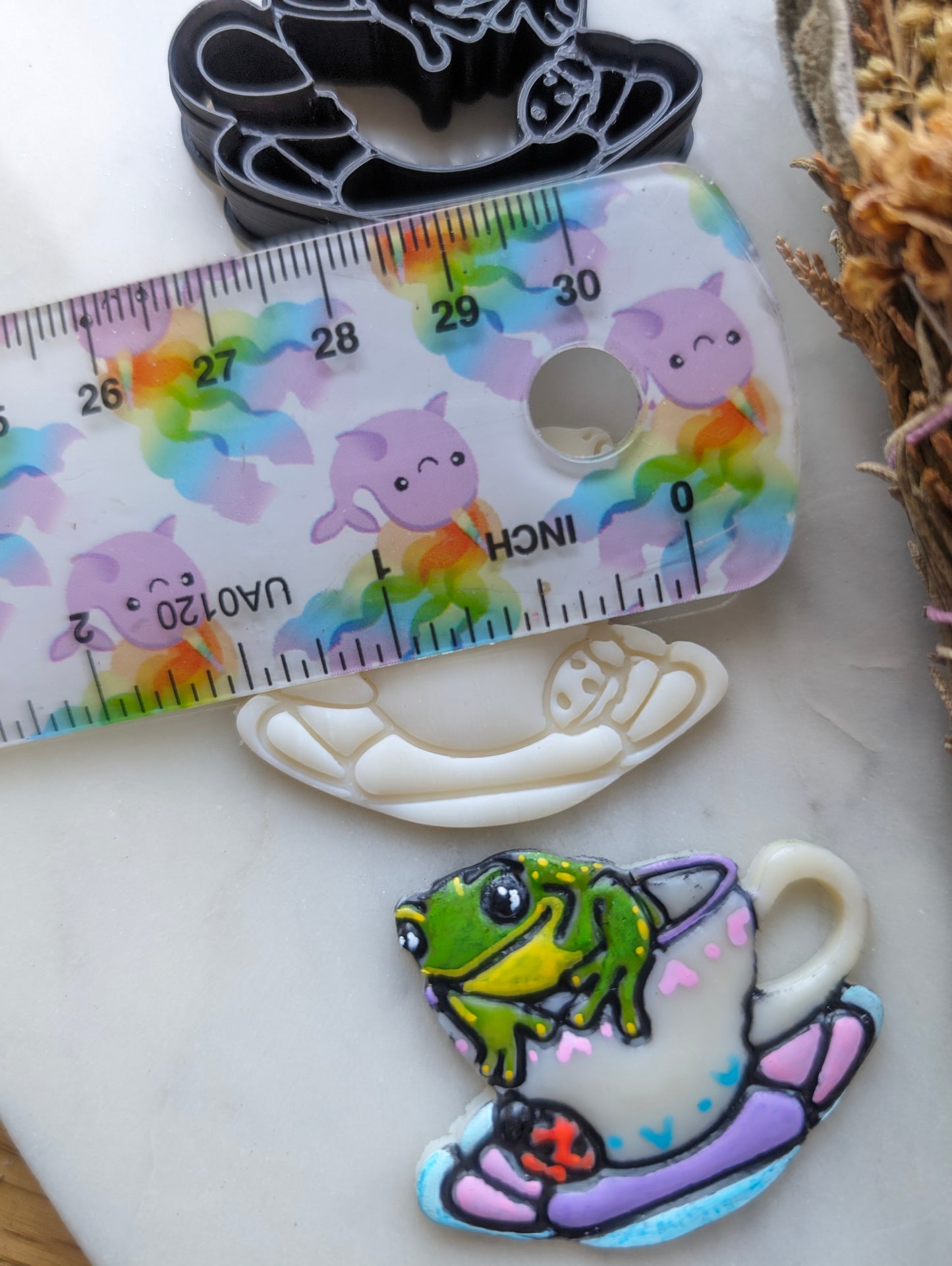 Frog in a Teacup with Saucer Sharp Clay Cutter