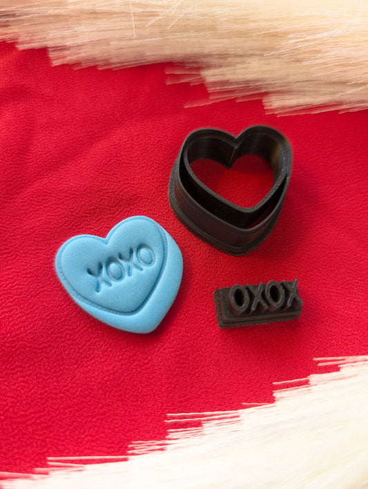 3D Heart Cutter with XOXO Stamper Cutter Sharp Clay Cutter