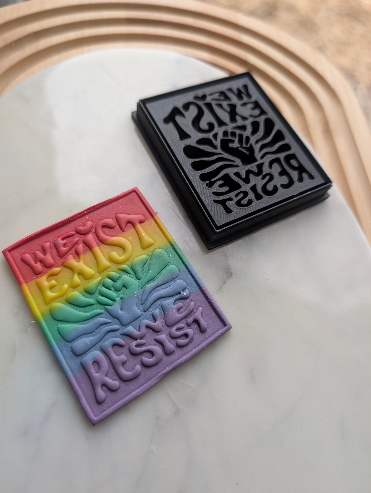 We Exist We Resist Text Embossed Sharp Cutter for Clay and More