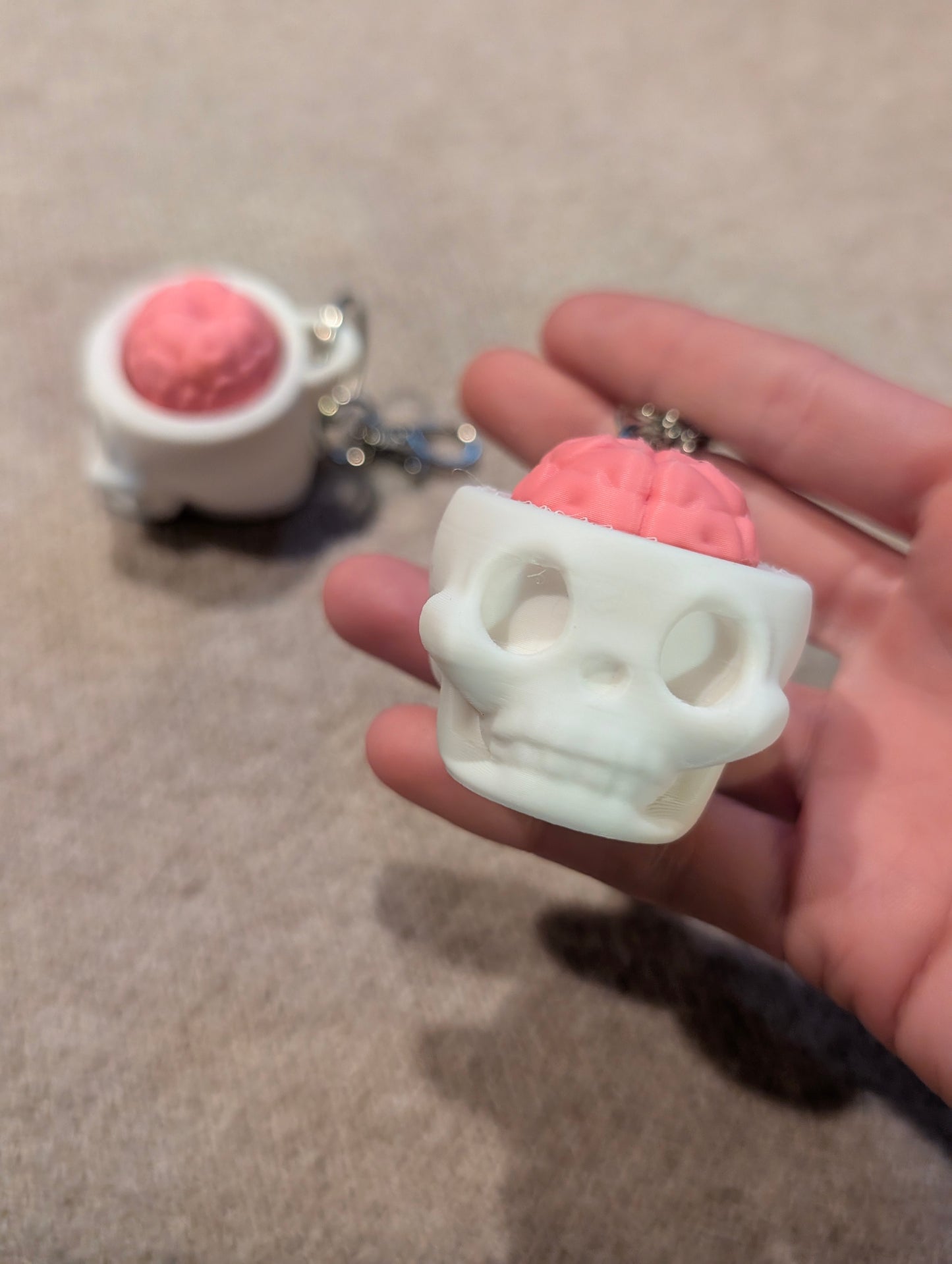Skull with Clicker Brain Keychain
