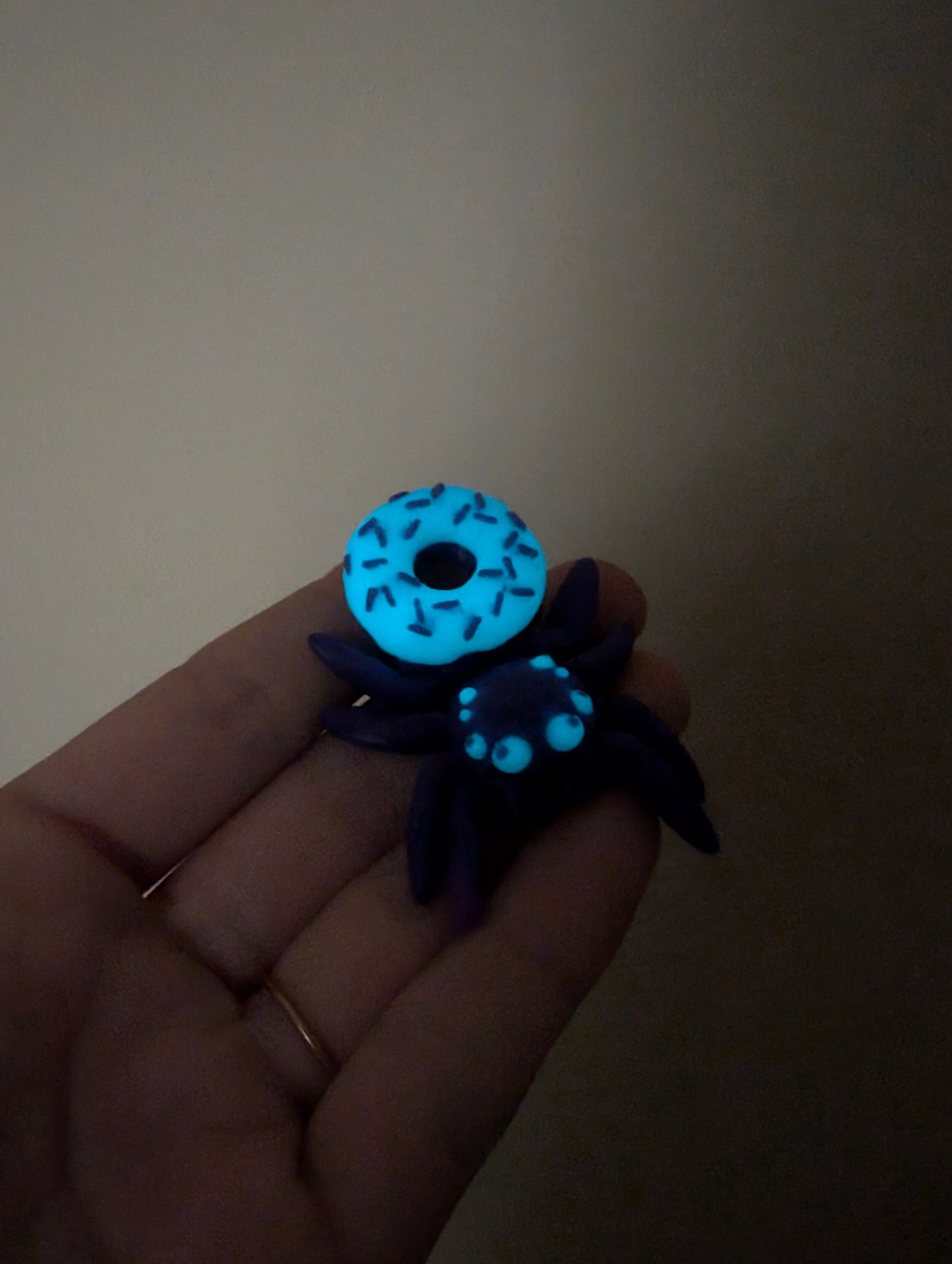Purple Spider Donut with Glowing Blue Frosting and Violet Sprinkles Small Fidget