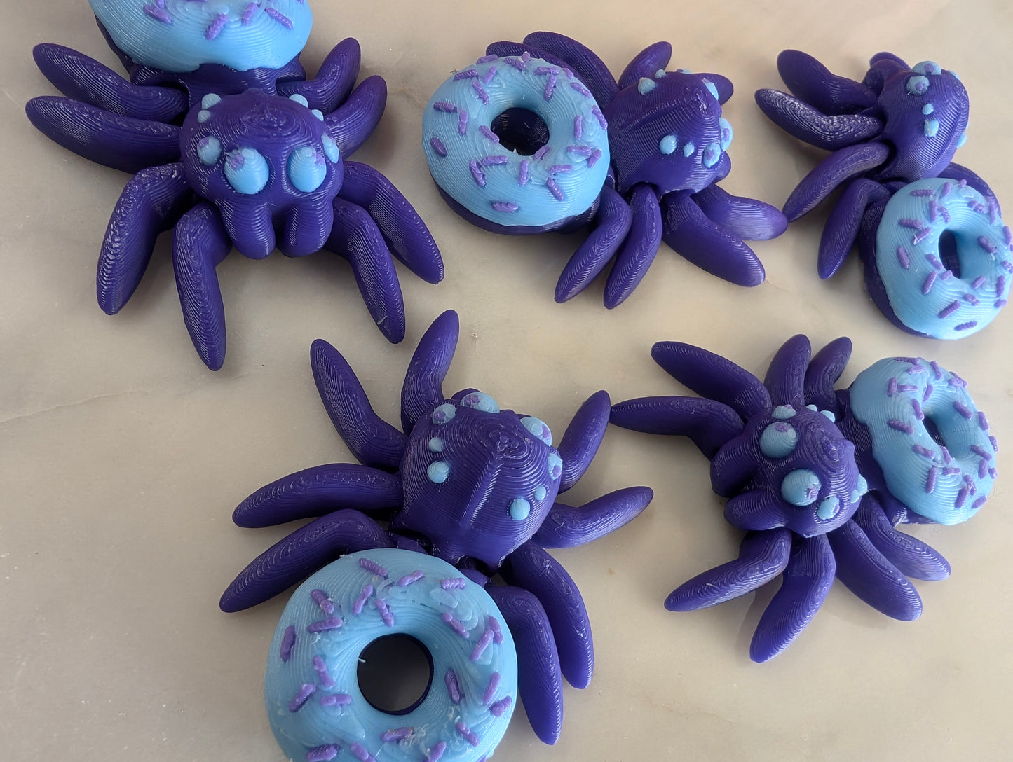 Purple Spider Donut with Glowing Blue Frosting and Violet Sprinkles Small Fidget
