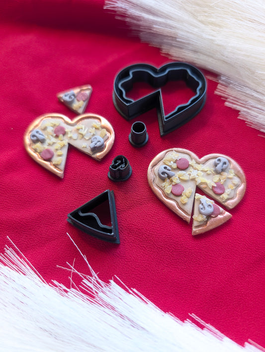 Heart Shaped Pizza with Cutout Slice Cutter Sharp Clay Cutter