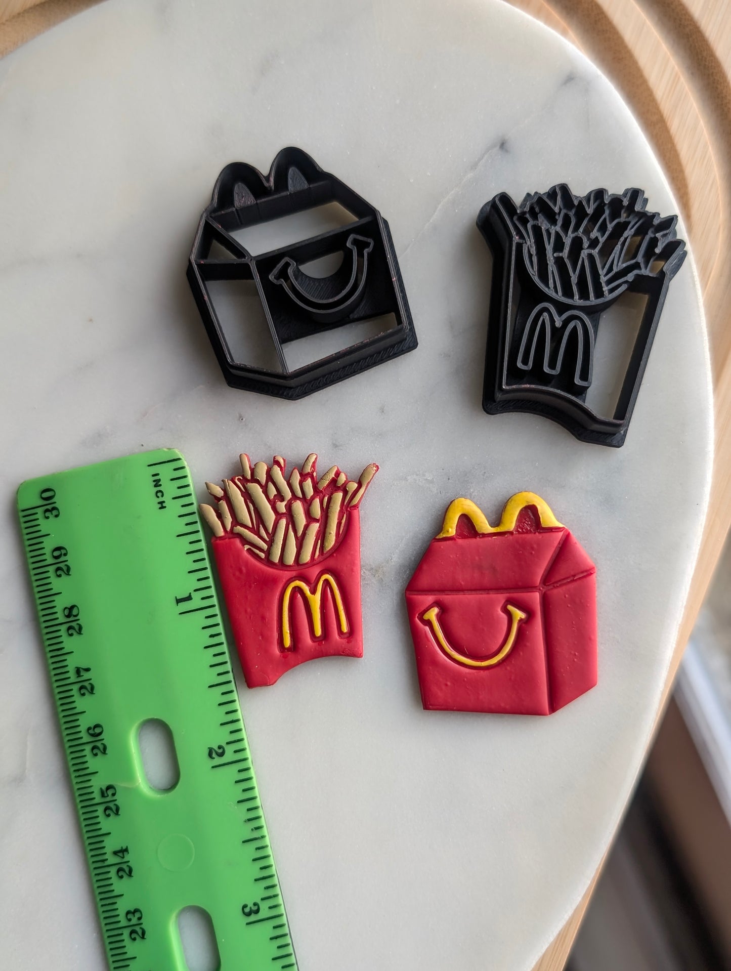 Smiling Meal and Fries Sharp Clay Cutter PAIR