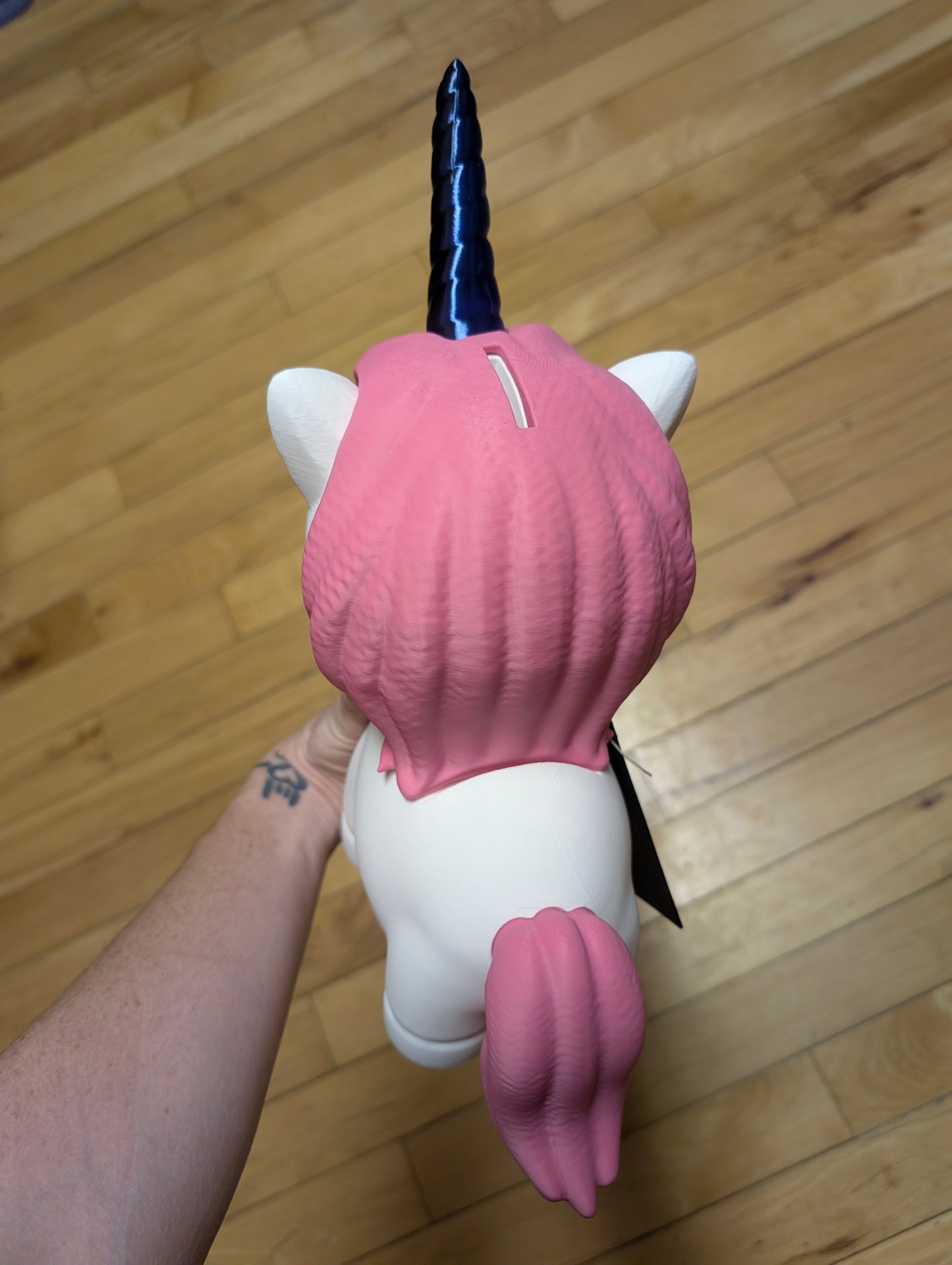 Purse Peace Fund Unicorn Bank with Pink Hair and Shiny Rainbow Horn