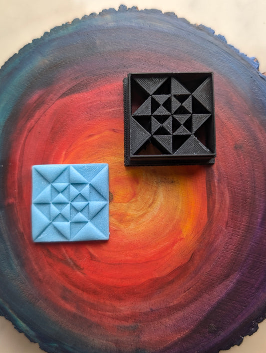 Quilt Square Pattern Inspired All Triangles - Embossed Sharp Clay Cutter
