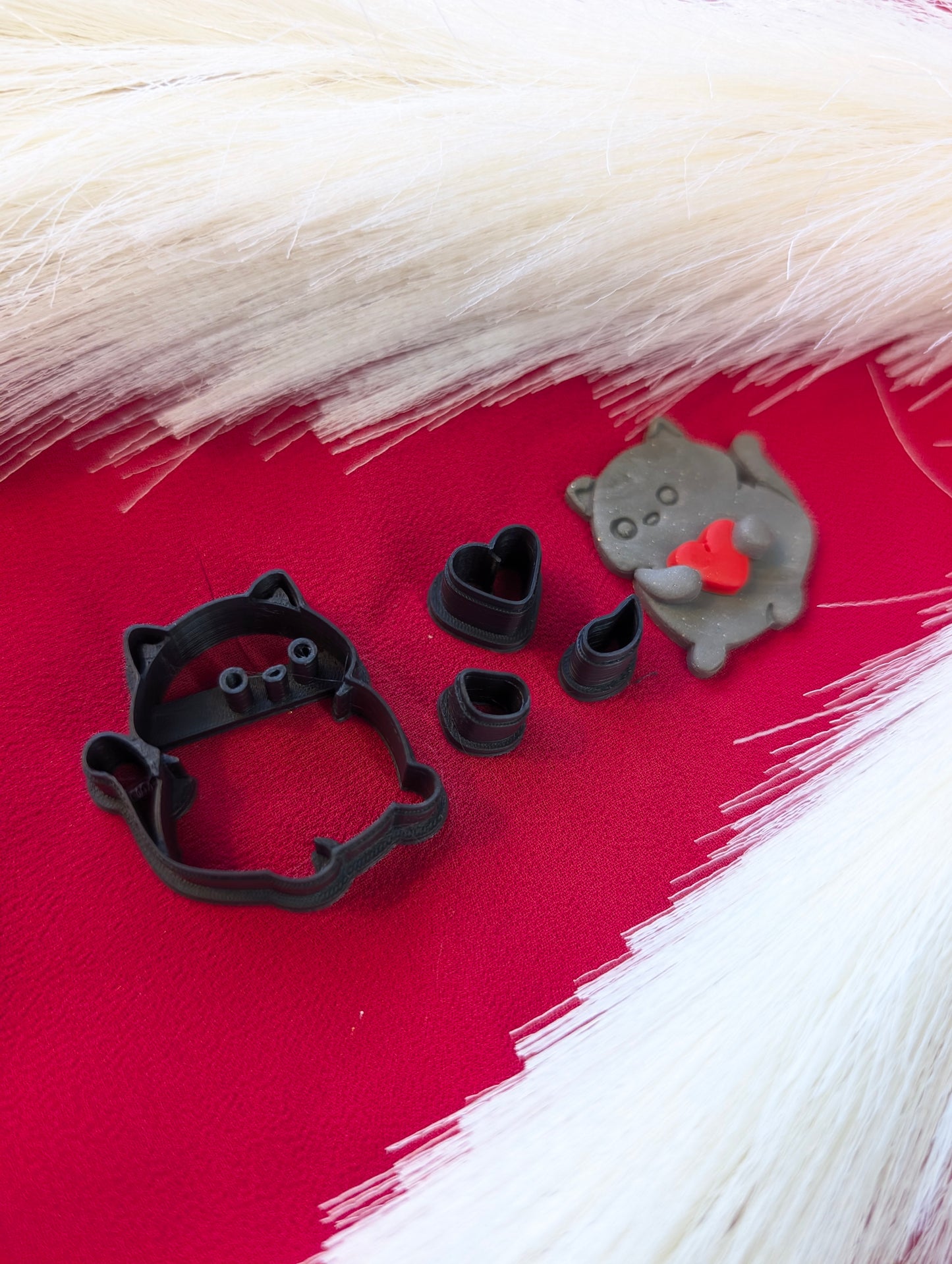 4-Piece Chubby Cat with Heart Clay Cutter (Advanced)