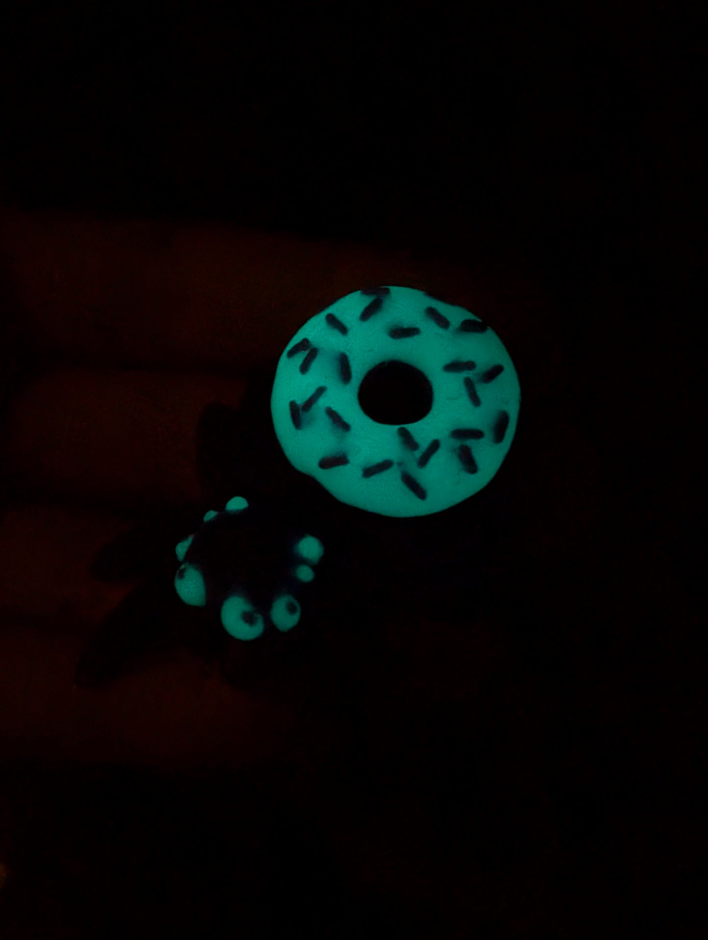 Purple Spider Donut with Glowing Blue Frosting and Violet Sprinkles Small Fidget