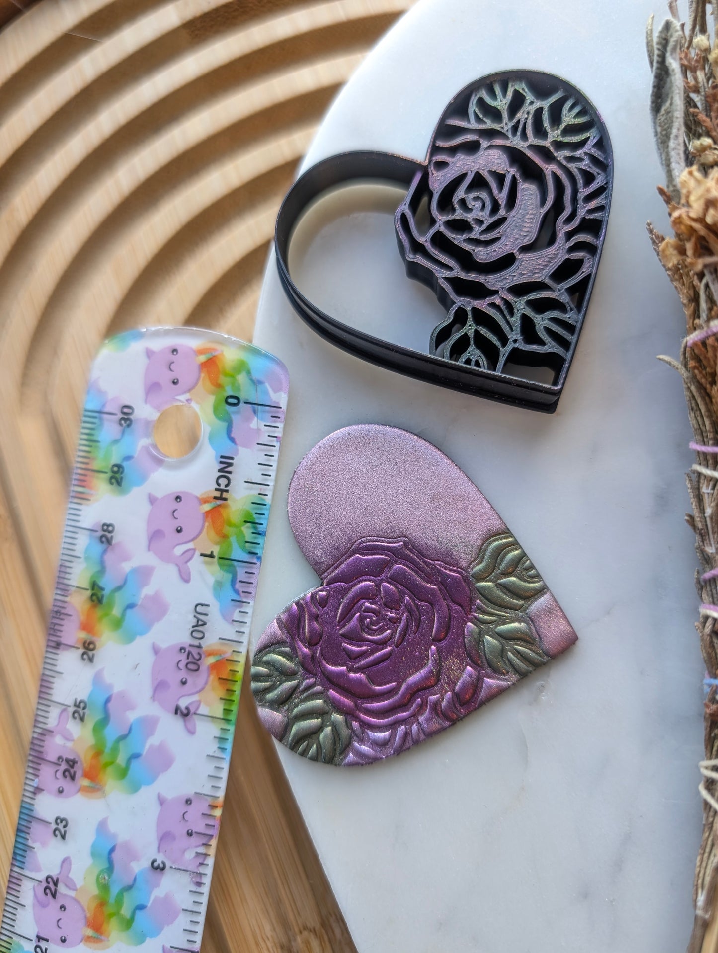 Tattoo Rose Print Heart Sharp Clay Cutter