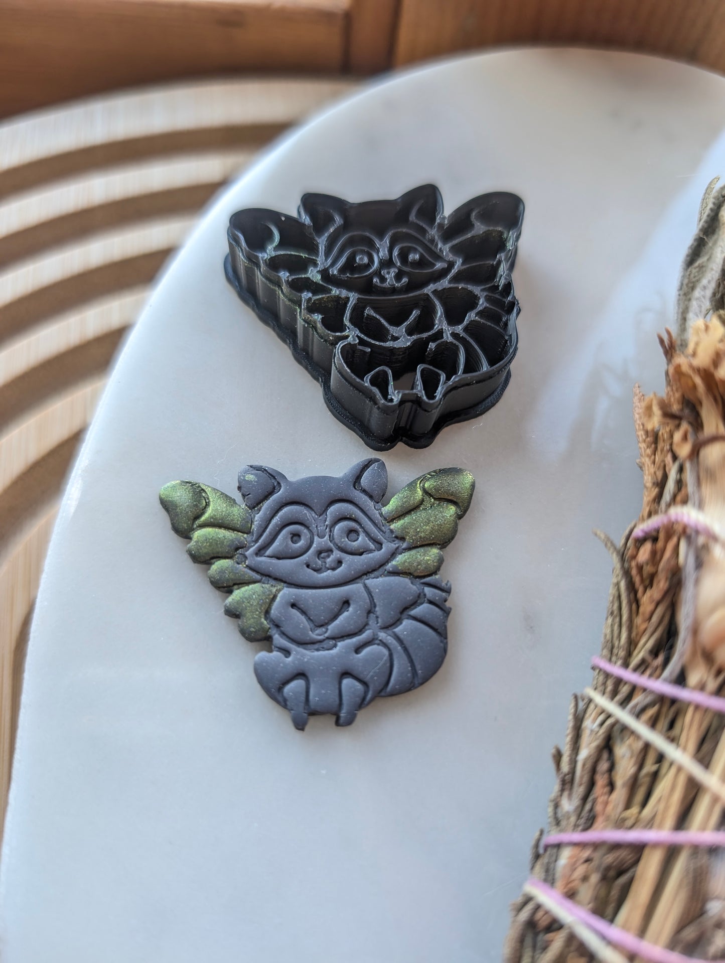 Raccoon Fairy with Butterfly Wings Sharp Clay Cutter