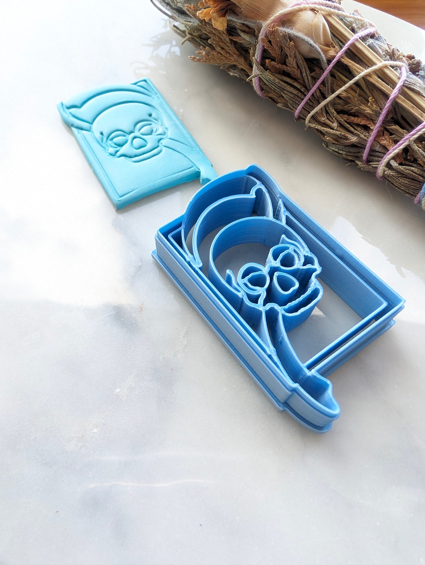 Skull with Scythe Tarot Card Embossed Sharp Clay Cutter