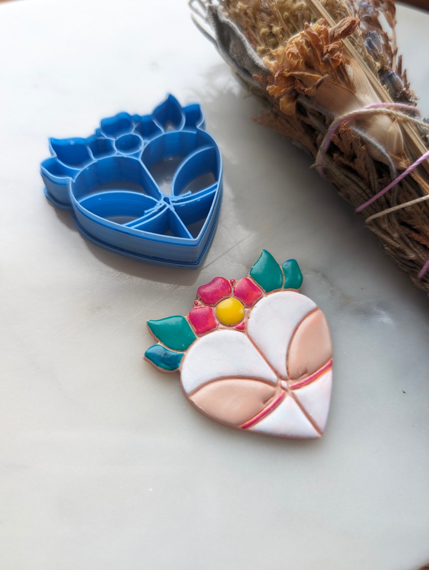 Flower Topped Booty Heart Sharp Clay Cutter