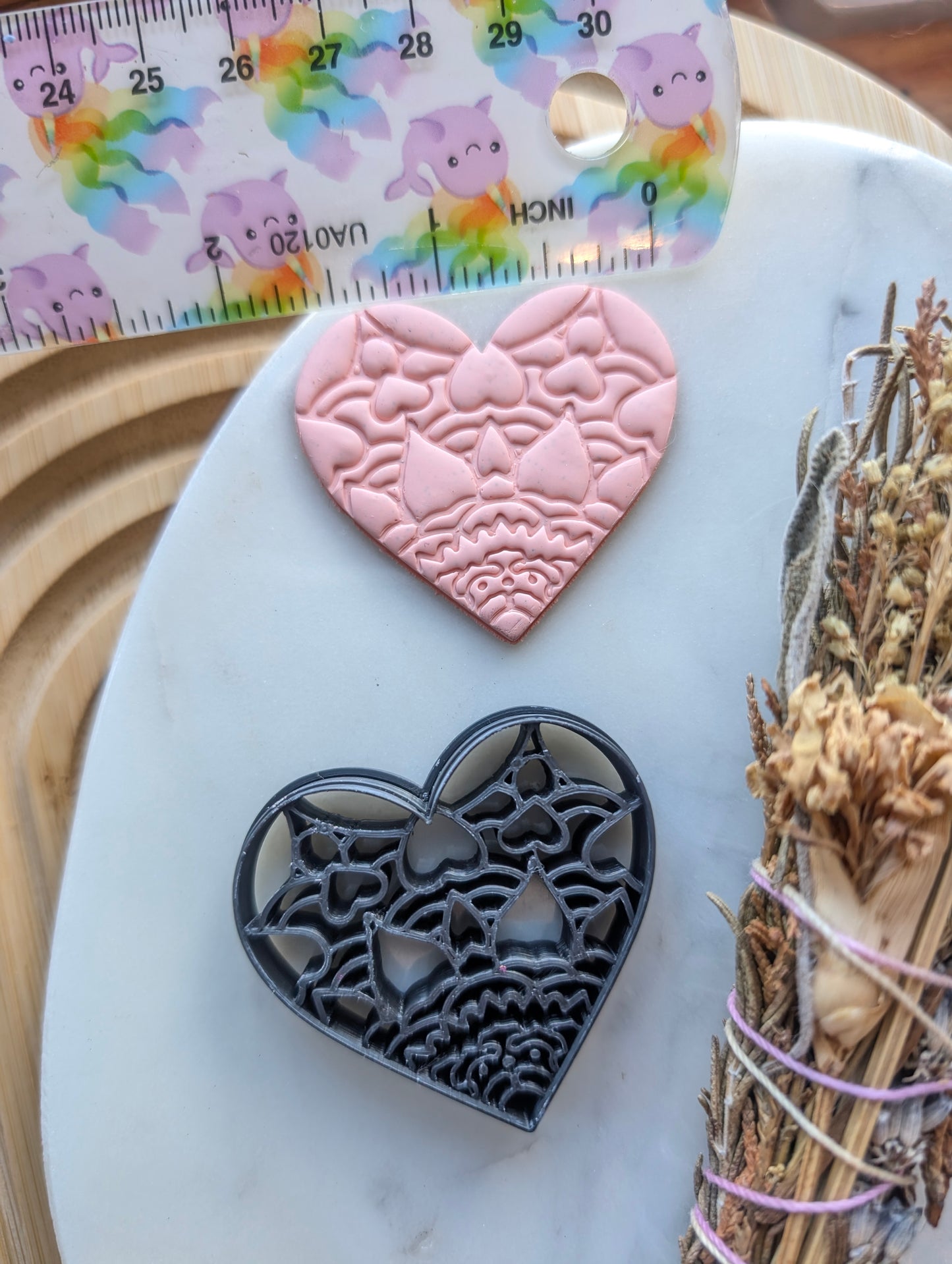 Mandala Print Heart Sharp Clay Cutter