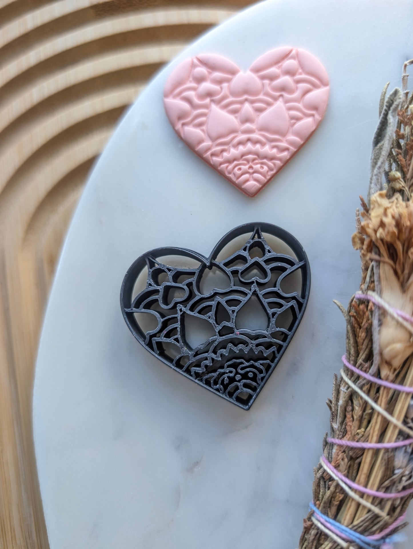 Mandala Print Heart Sharp Clay Cutter