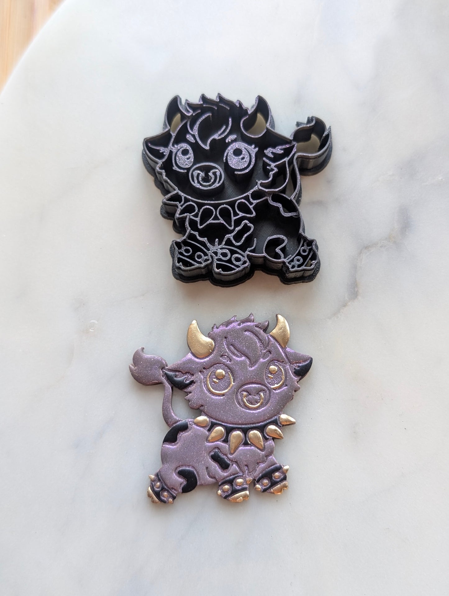 Punk Rocker Cow with Jewelry -  Sharp Embossed Earring Clay Cutter