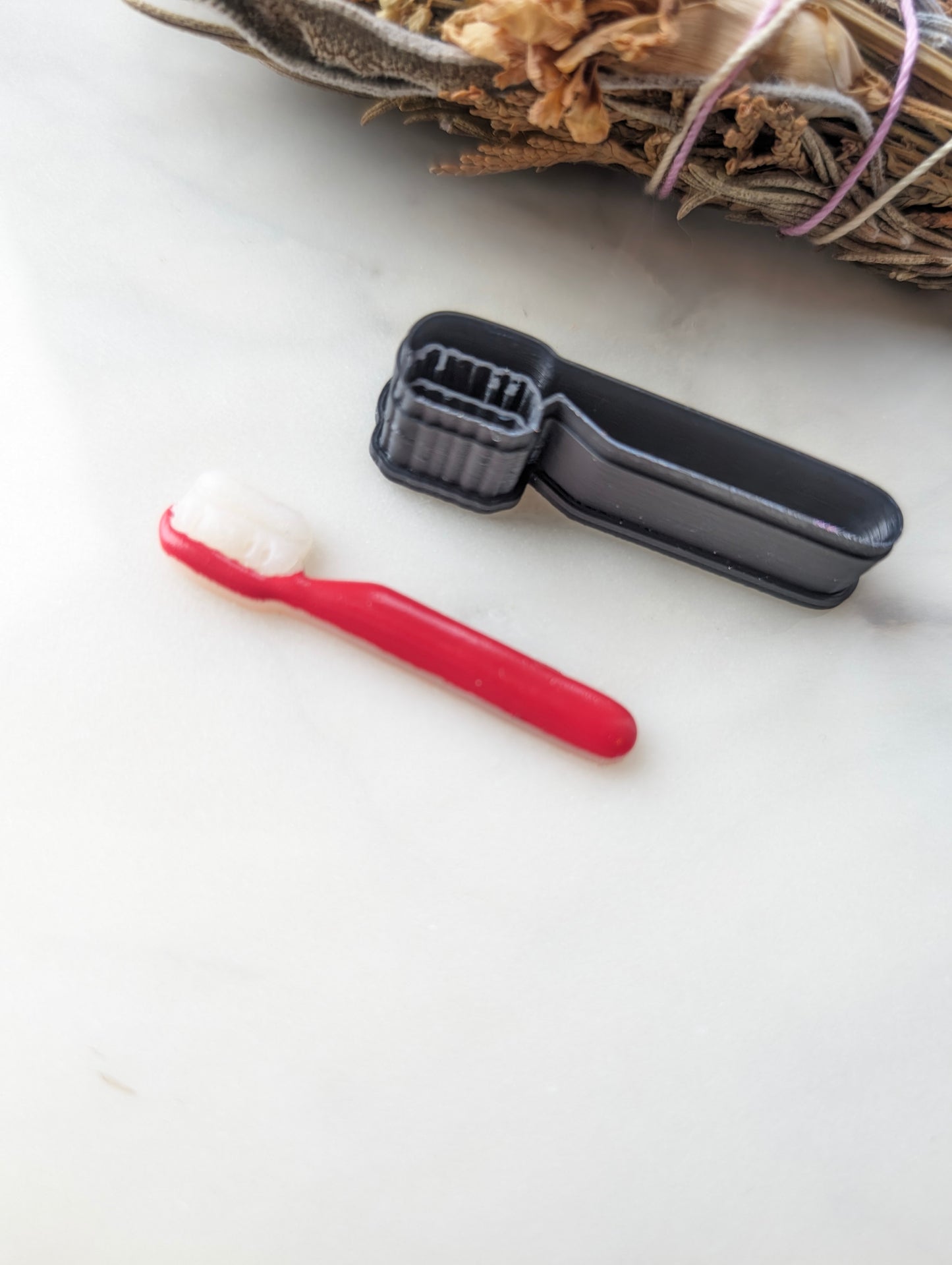 Tiny Toothbrush Embossed Sharp Clay Cutter