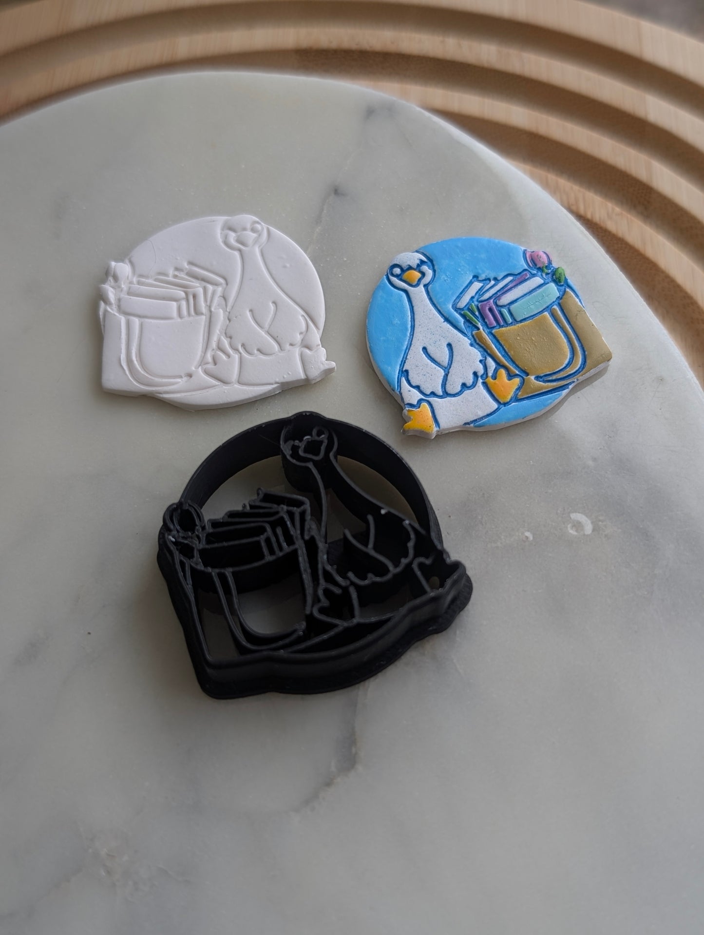 Goose with Bag of Books Sharp Clay Cutter