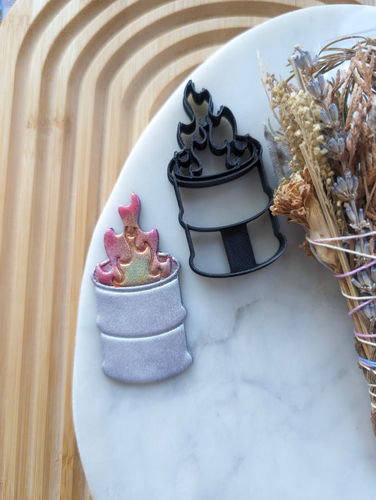 Flaming Trash Can Garbage Fire Sharp Clay Cutter