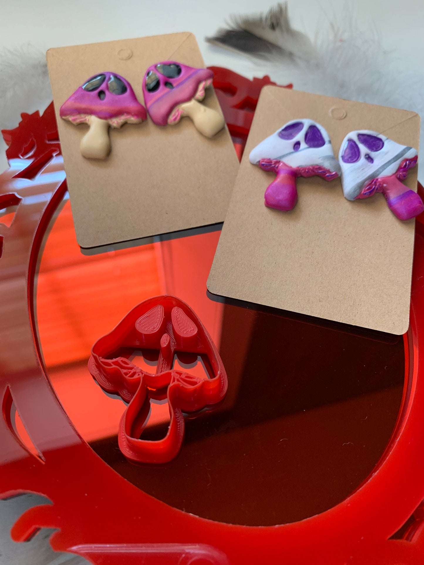 Mushroom Ghost Earring Embossed Sharp Clay Cutter