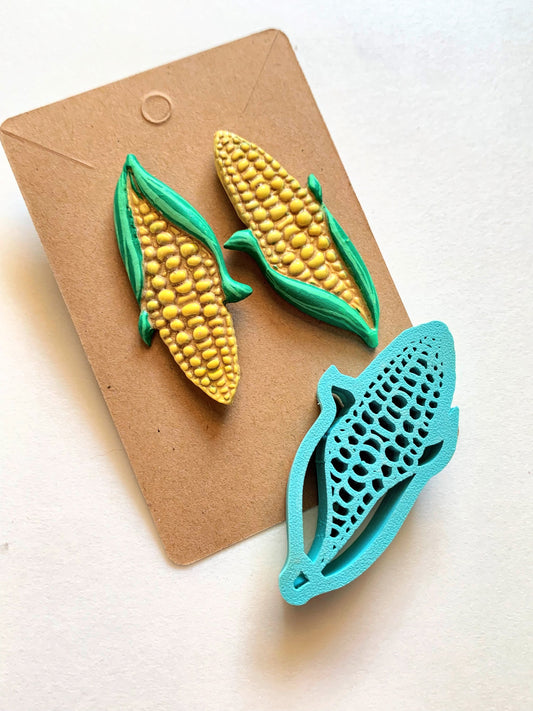 Ear of Corn 50mm Earring Embossed Sharp Clay Cutter