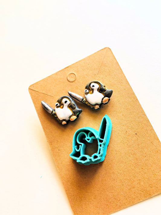 Penguin with Knife - Embossed Sharp Clay Cutter