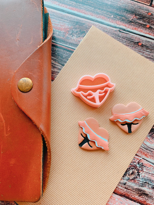 Smaller Booty Heart with Frill - Embossed Sharp Clay Cutter