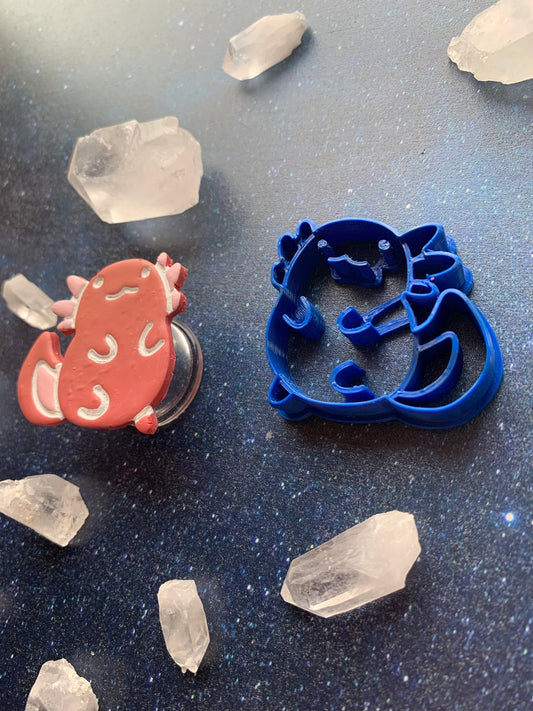 Front Facing Chibi Axlotl - Embossed Sharp Clay Cutter