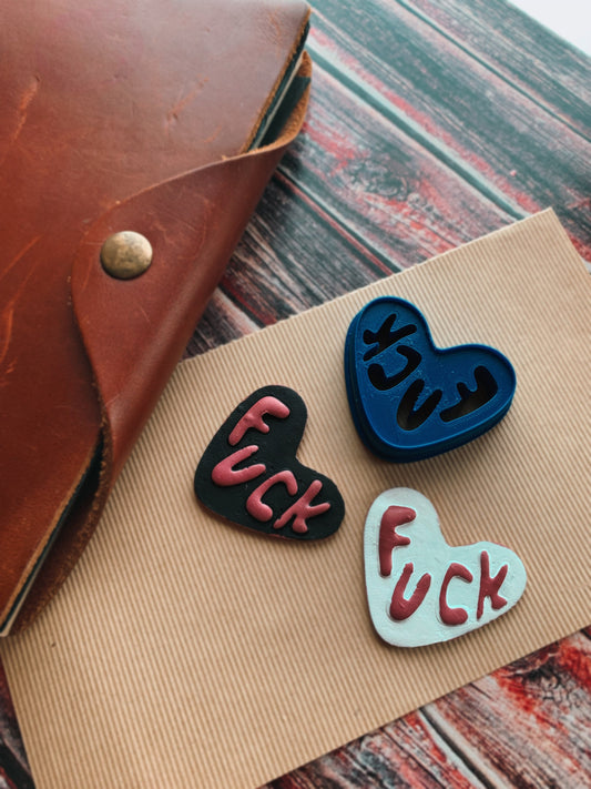 Puffy Letter Fuck Hearts  - Embossed Sharp Clay Cutter