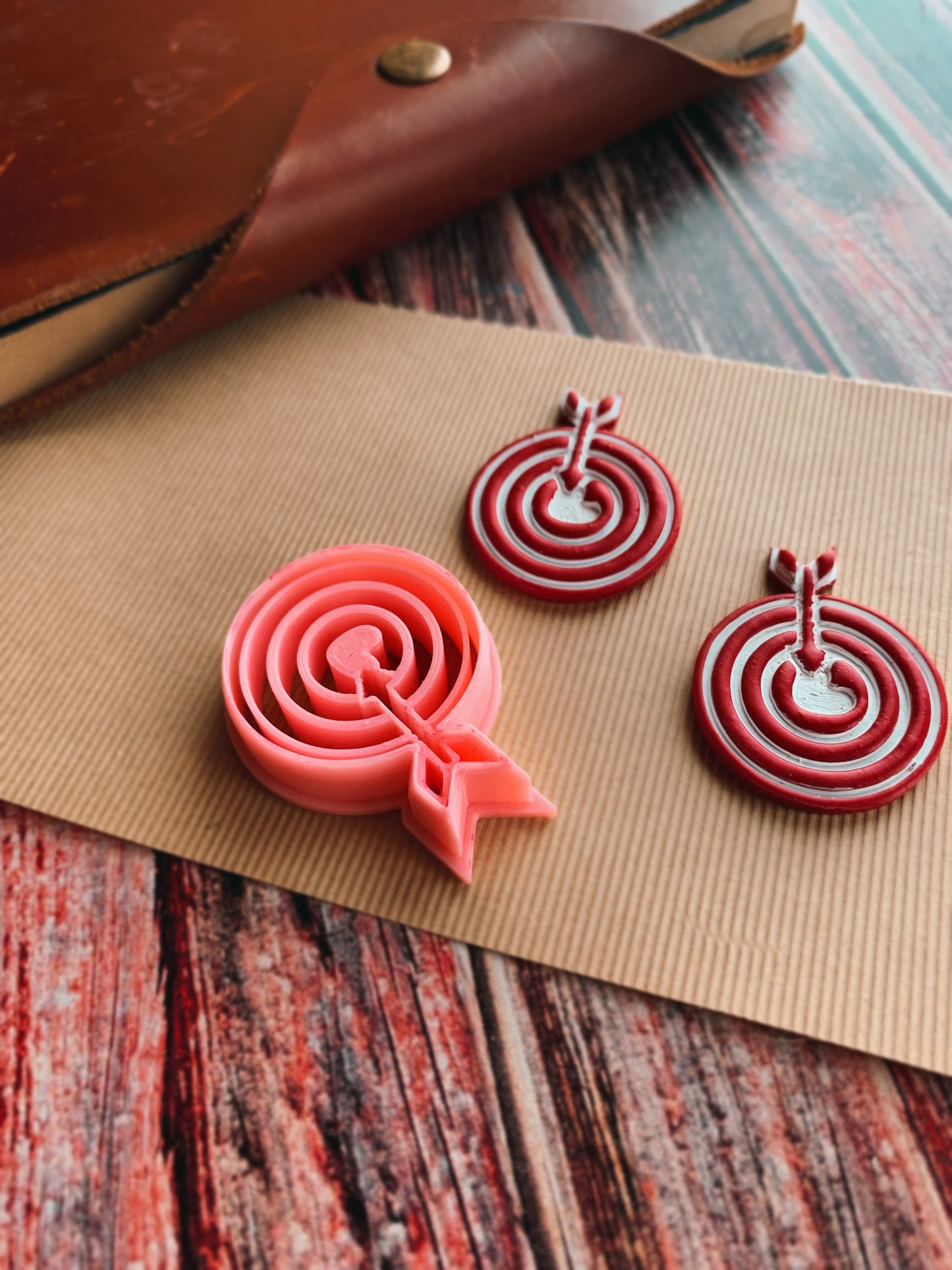 Bullseye Arrow on Heart - Embossed Sharp Clay Cutter