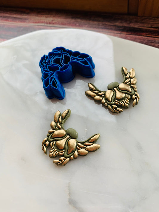 Intricate Spread Beetle -  Sharp Embossed Earring Clay Cutter