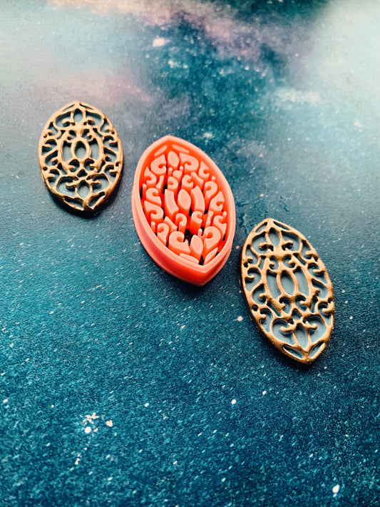 Geometric Abstract “Aurora” Ellipse Earrings Cut Out Sharp Clay Cutter