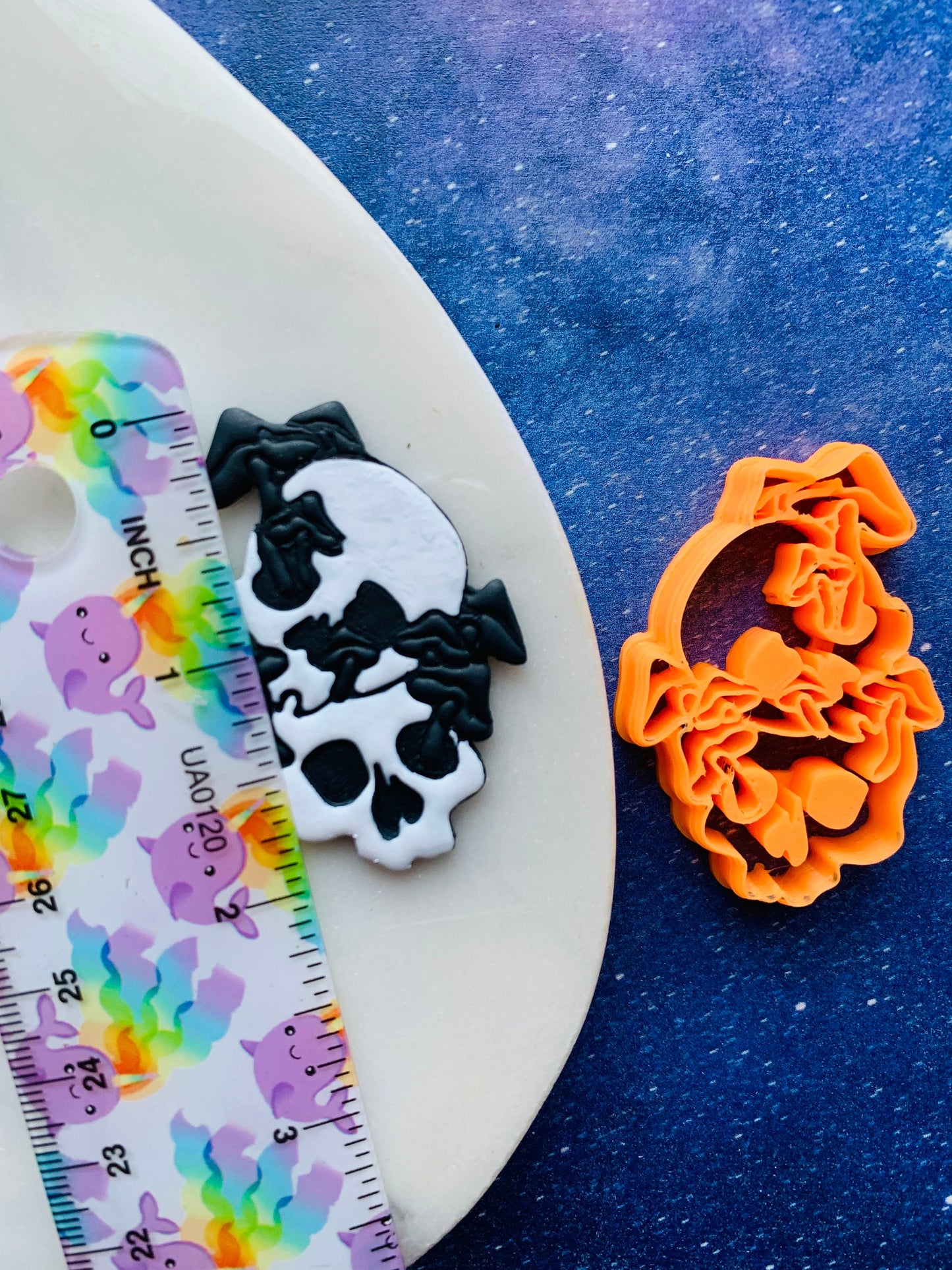 Stacked Skulls with Inkcap Mushrooms Sharp Clay Cutter