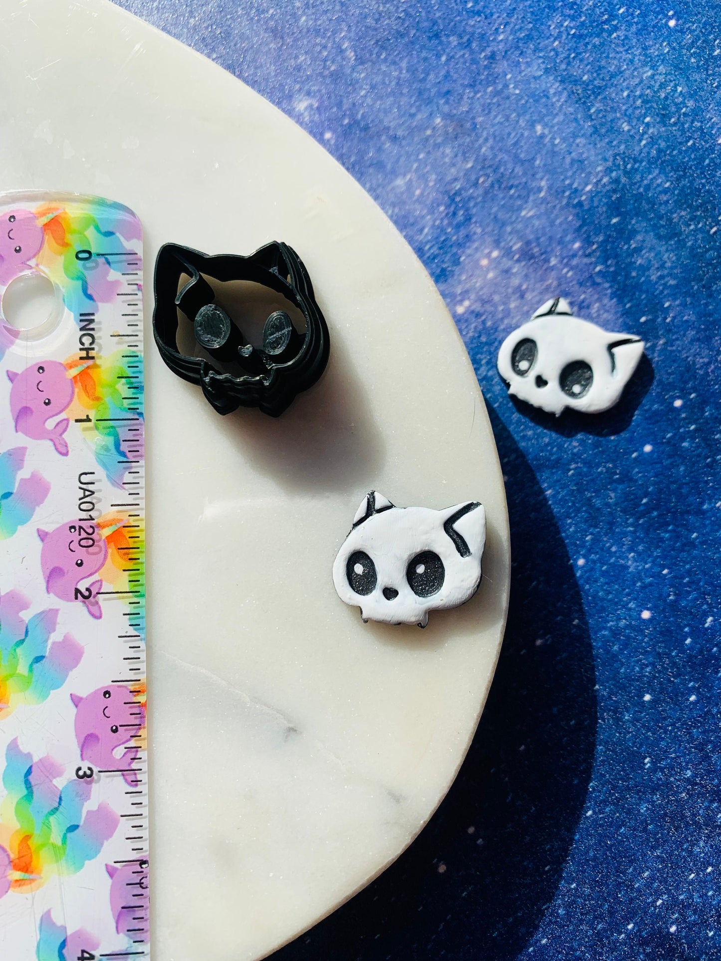 Small Chibi Cat Skull   - Embossed Sharp Clay Cutter