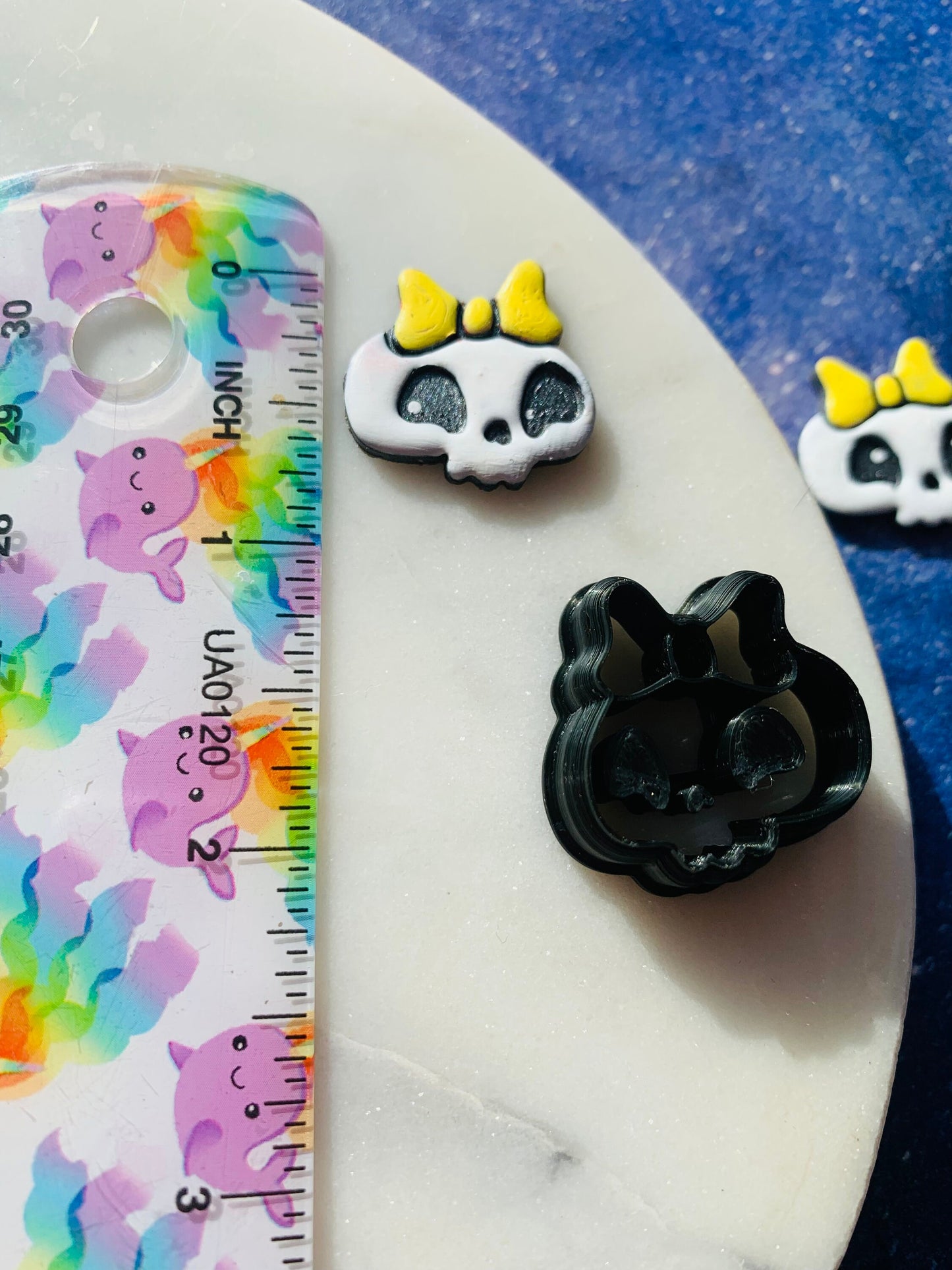 Small Chibi Skull with Hair Bow   - Embossed Sharp Clay Cutter