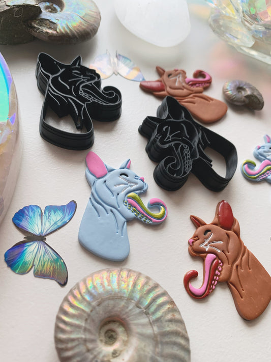 Octopus Tentacle Tongue Yawning Sphinx Cat Head - Embossed Detailed Sharp Clay Cutters