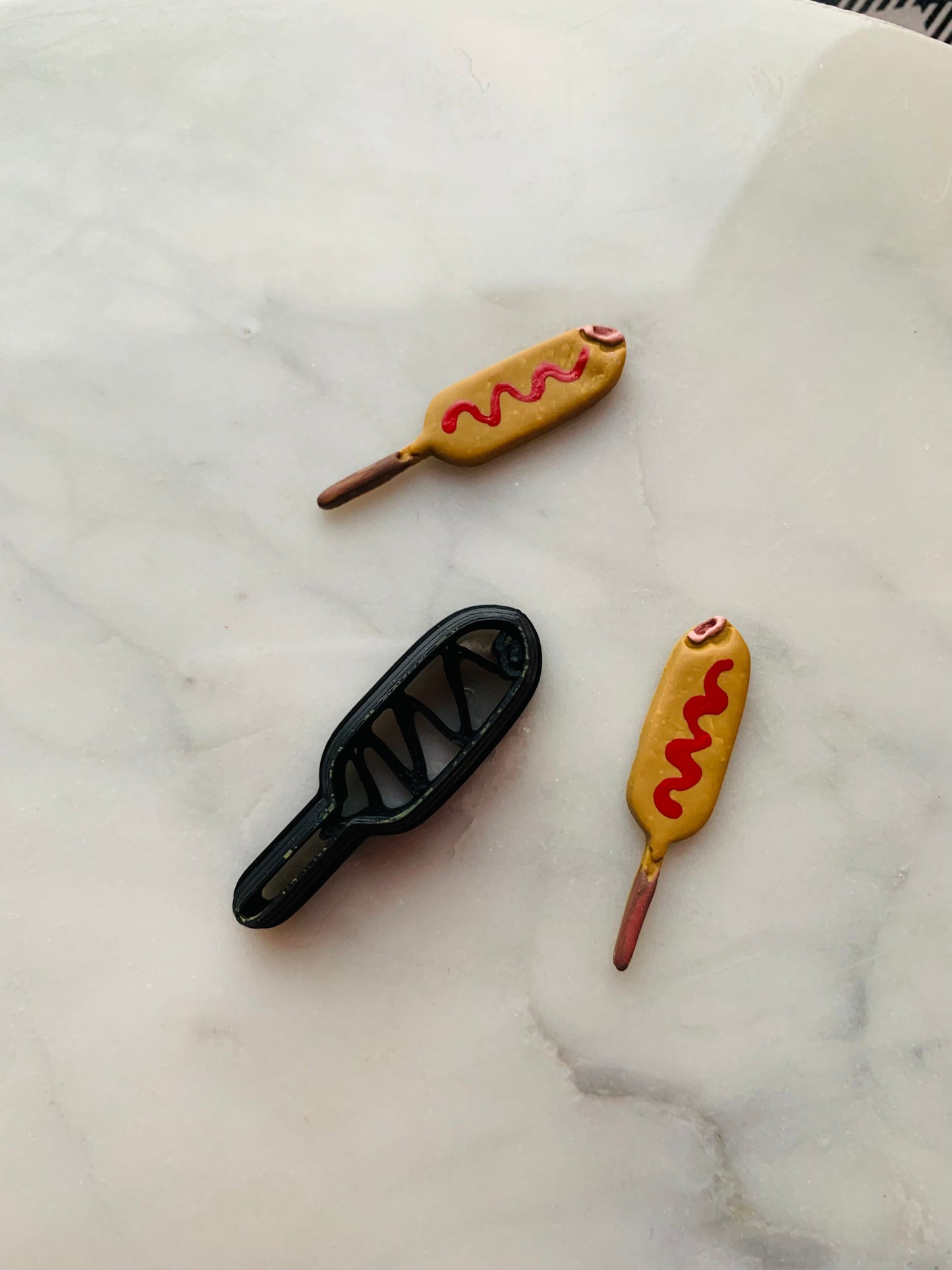 Corn Dog on a Stick with Bite Sharp Clay Cutter