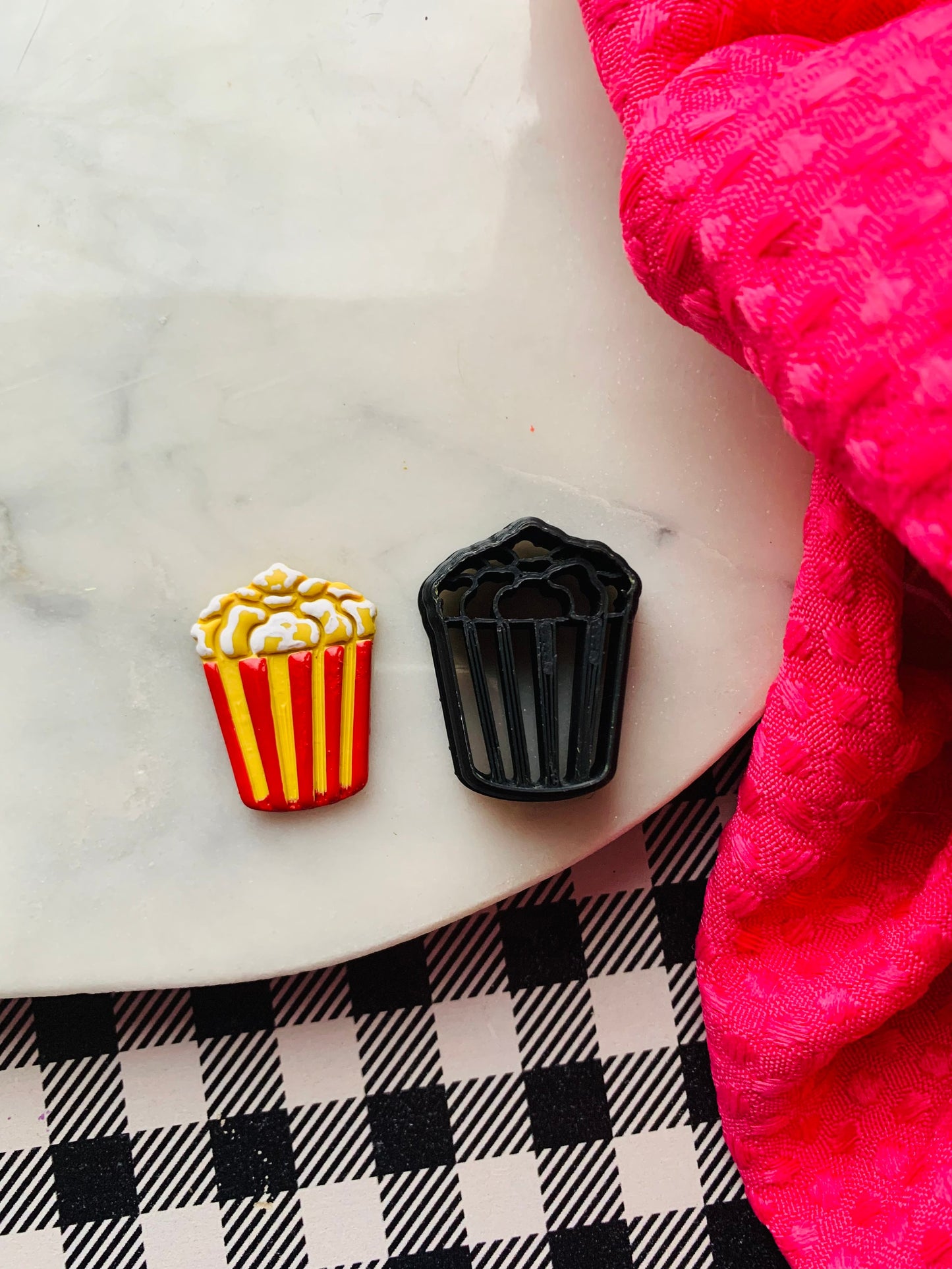 Popcorn in Striped Bucket Sharp Clay Cutter