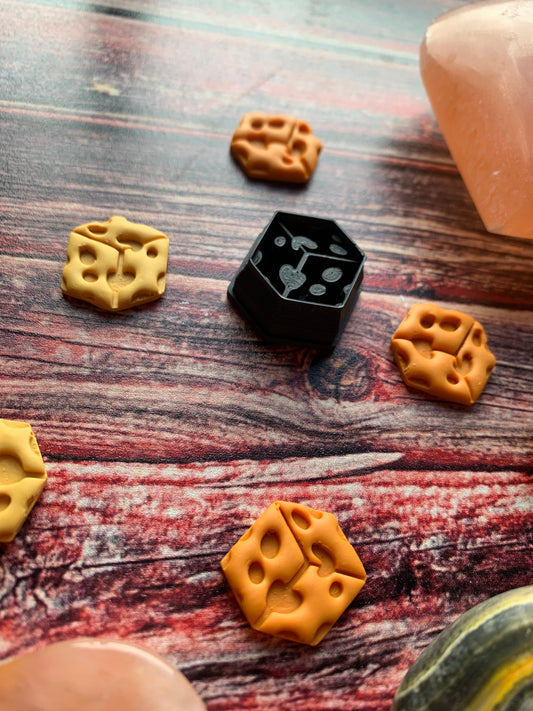 Cube of Hole Filled Cheese - Embossed Sharp Clay Cutter