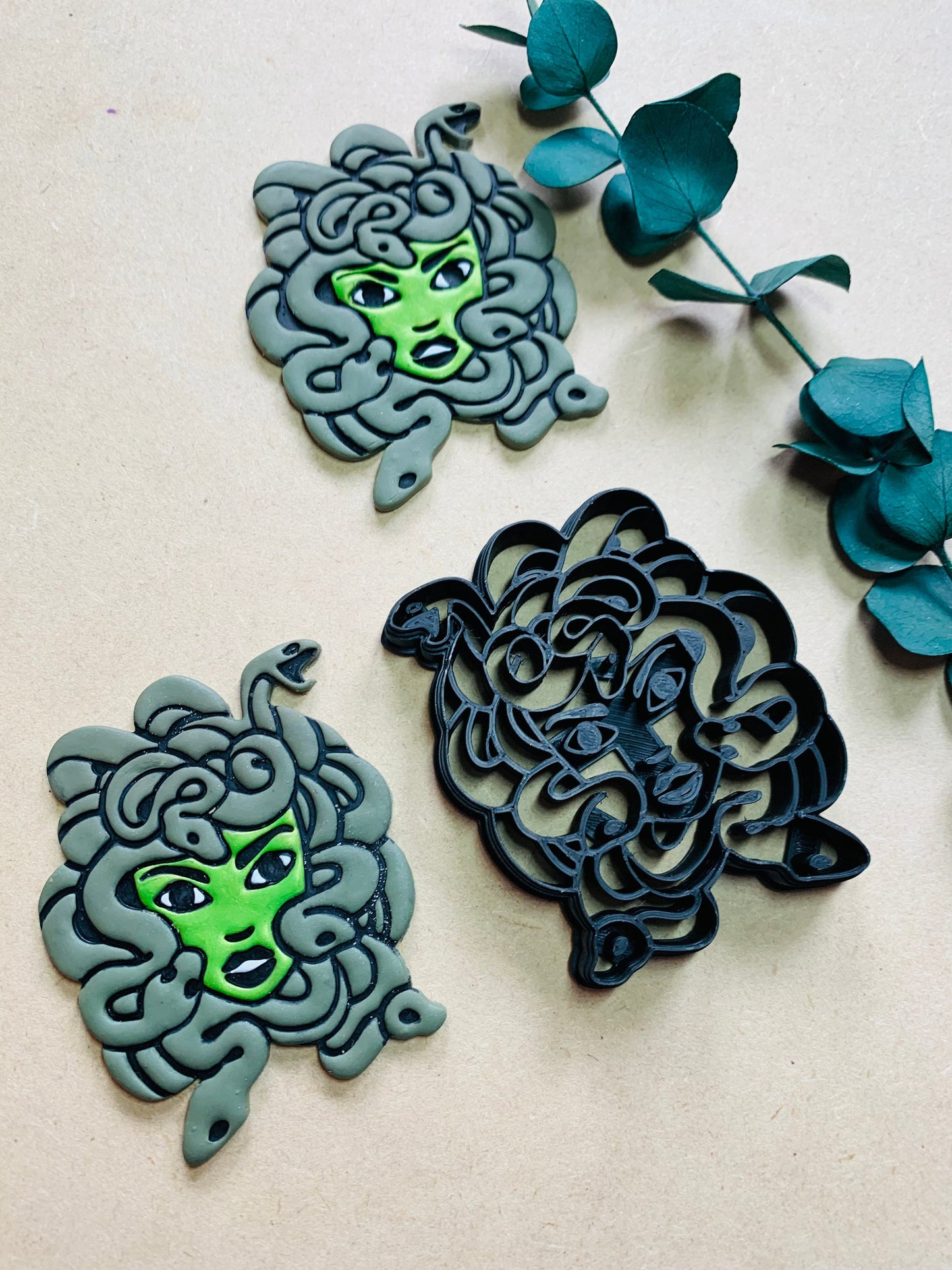 63mm Medusa and Her Snakes (Updated) - Embossed Sharp Clay Cutter