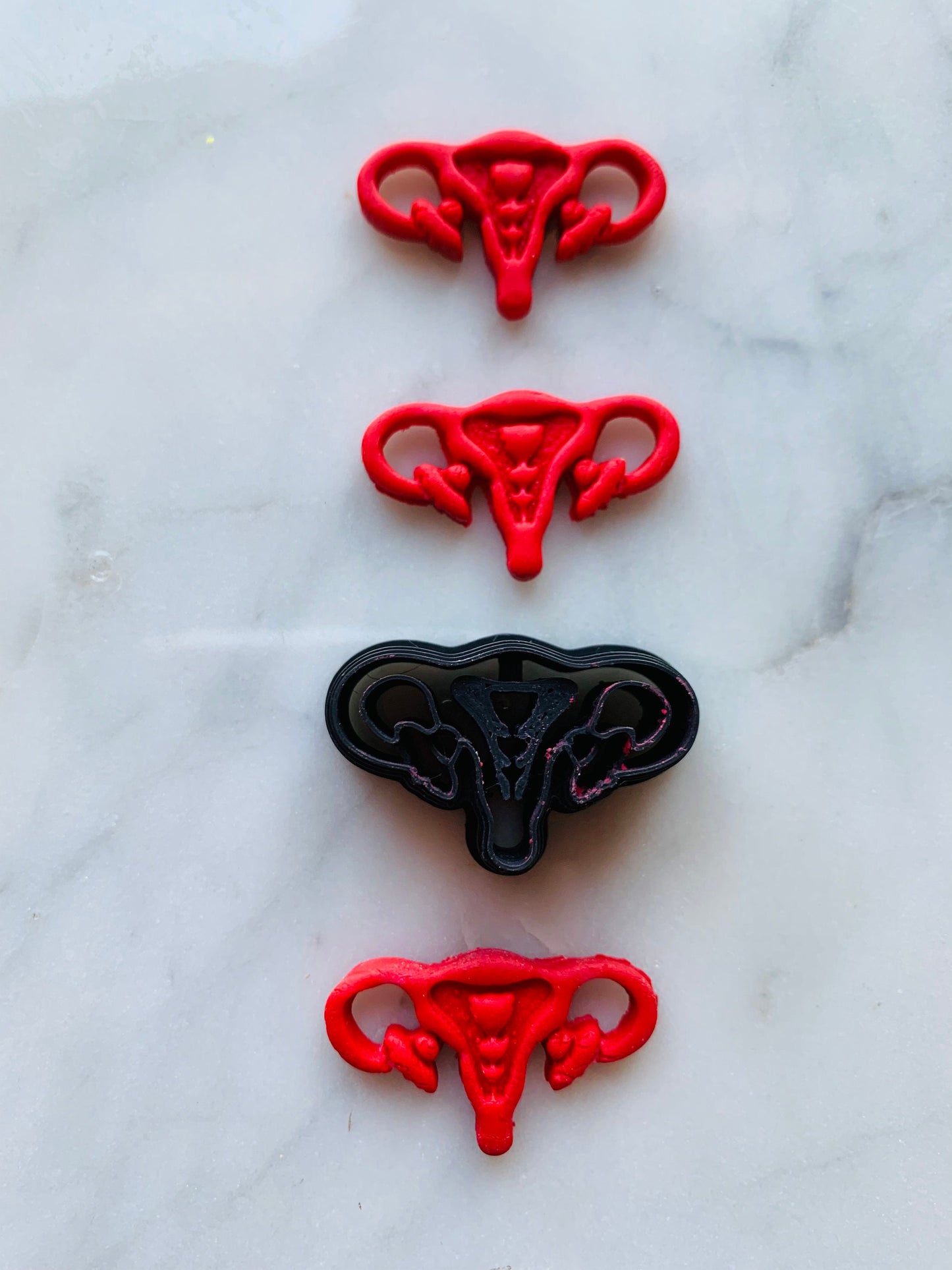 Floral Uterus with Cutouts - Sharp Polymer Clay Cutter with Detailed Lines