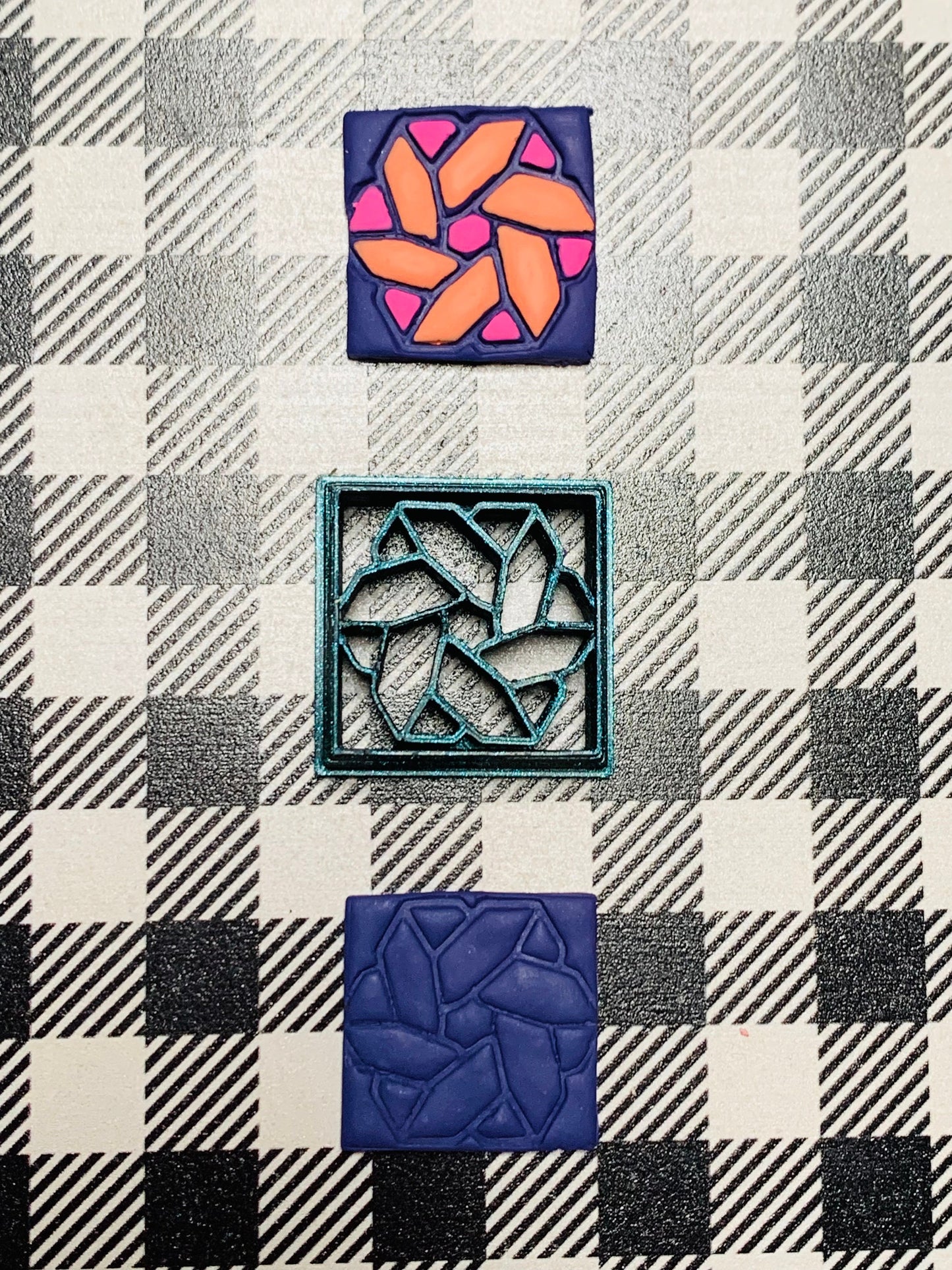 Folded Ribbon Flower Quilt Square Pattern Square - Sharp Polymer Clay Cutter