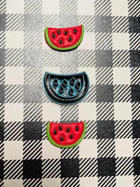 Watermelon Wedge, Earring Sized - Sharp Polymer Clay Cutter with Etching Details