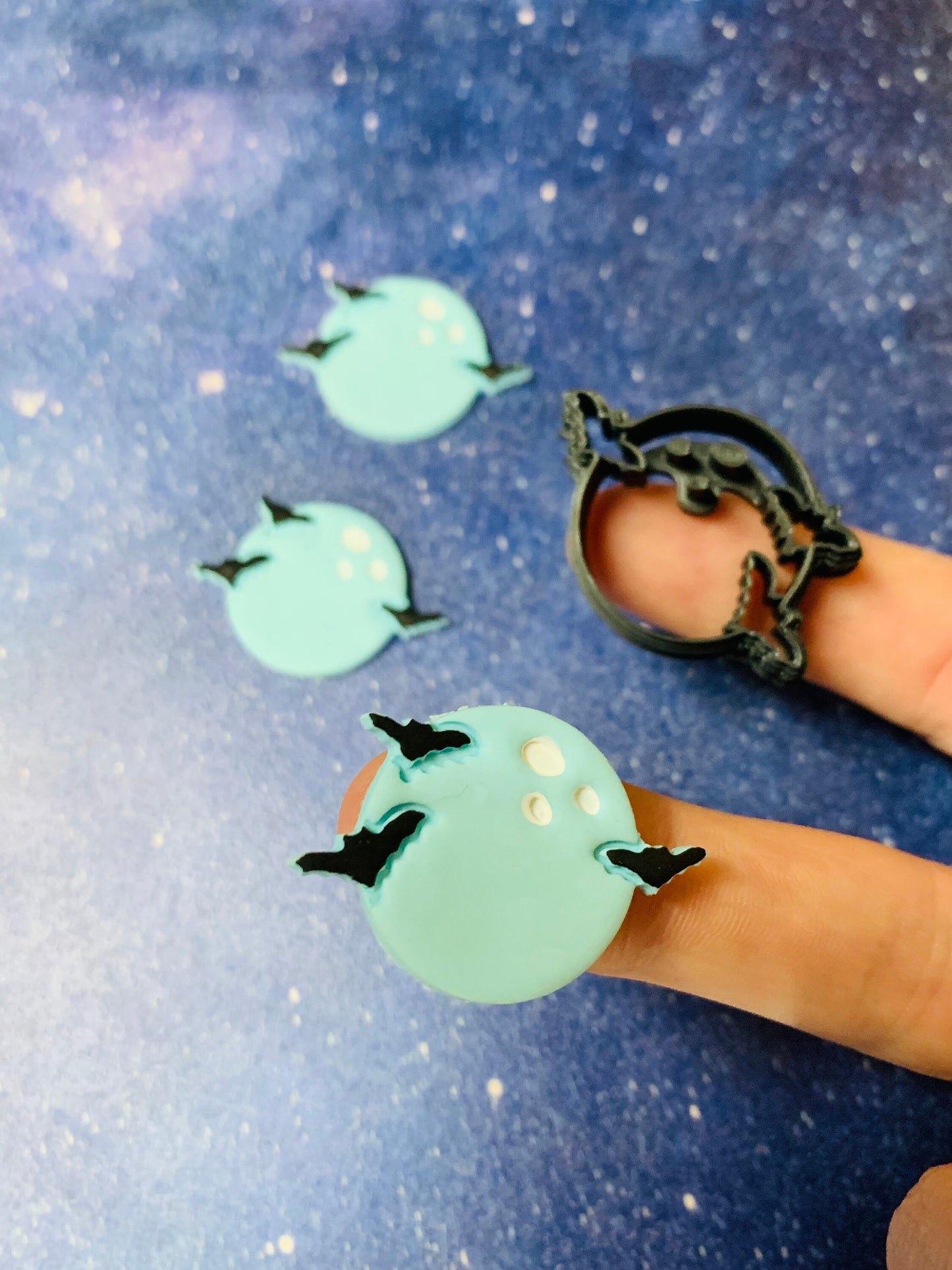 Bats & Full Moon - Sharp Polymer Clay Cutter with Detailed Lines