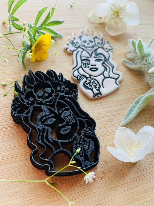 Persephone Greek Queen of the Underworld Goddess of Fertility and Harvest - 3” Sharp Embossed Clay Cutter